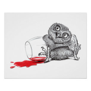 Drinkimg Owl Poster Perfect Poster