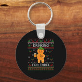 Drinking For Three Pregnancy Announcement Ugly Swe Sleutelhanger (Voorkant)