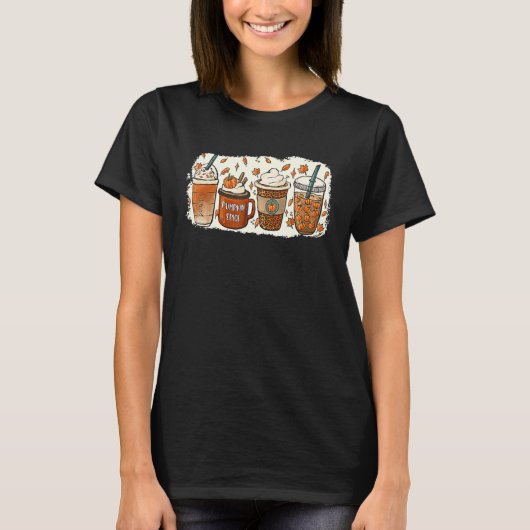 Drinking Halloween Fall Pumpkin Coffee Drinks T-shirt (Voorkant)