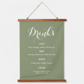 Drinks Menu Bruiloft Salie Groen Wit Hangend Wandkleed (Voorkant)
