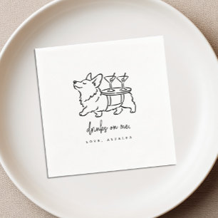 Drinks on Me Corgi Bruiloft Cocktailservetten Servet