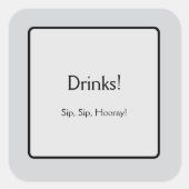 Drinks Vierkante Sticker (Voorkant)