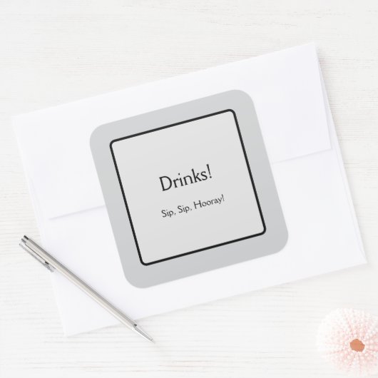 Drinks Vierkante Sticker (Envelop)