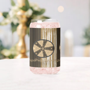 Drinkservies Set Aardetinten Bruin Beige Bloem Blikvorm Glas