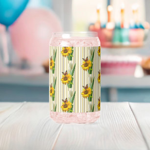 Drinkset Cute Zonnebloem Vlinder Blikvorm Glas