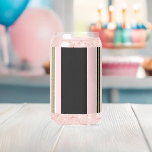 Drinkset Roze & Wit Goud Zwart Streep Blikvorm Glas