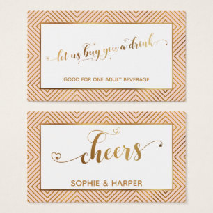 Drinktickets, goud Hart Script, Diamanten, Blos Visitekaartje