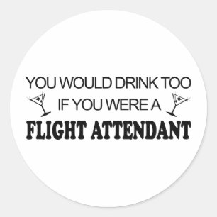 DrinkTo - Flight Attendant Ronde Sticker