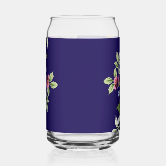 Drinkware Set Floral Blue Can Glass Blikvorm Glas (Links)