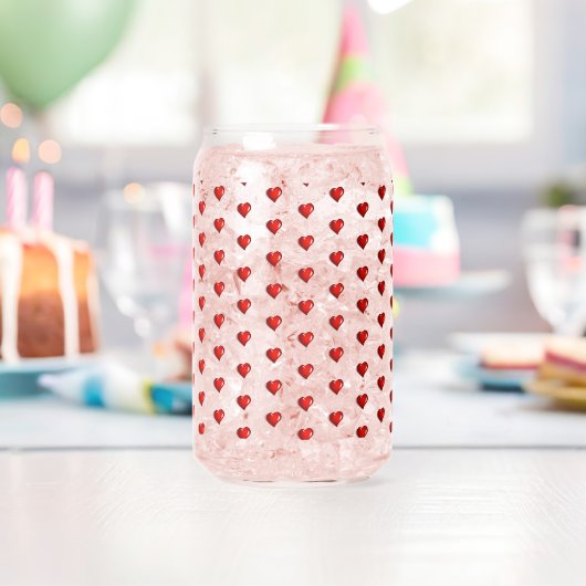 Drinkware Set Love Red Hearts  Blikvorm Glas (Insitu (Verjaardag))