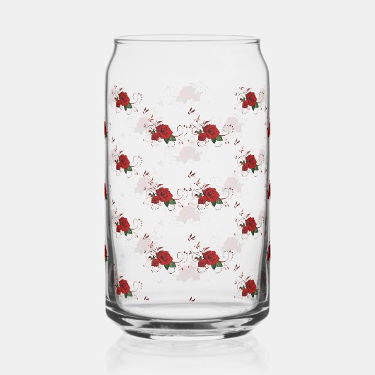 Drinkware Set Love Red Rose Floral  Blikvorm Glas (Rechts)