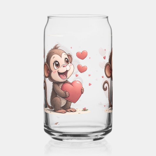 Drinkware Set Monkey Love Red Hearts  (Recto)