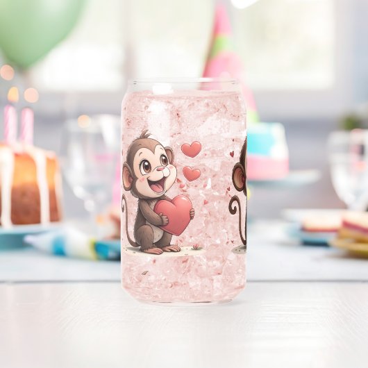 Drinkware Set Monkey Love Red Hearts (Insitu (Anniversaire))