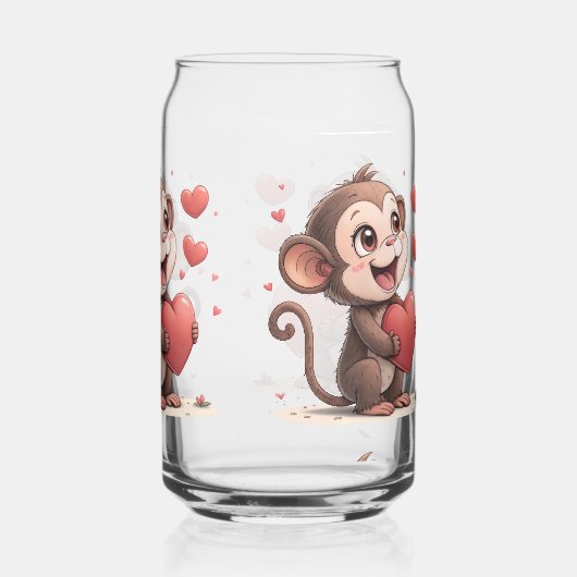 Drinkware Set Monkey Love Red Hearts  (Verso)