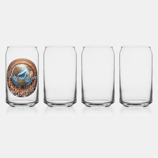 Drinkware Stijl: Gedrukt blikglas, Set: Set van 4, Blikvorm Glas (Voorkant)