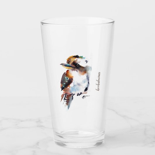 Drinkware - Waterverven Kookaburras Glas (Voorkant)