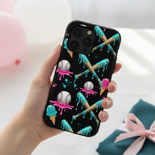 Drip Baseball Ice Cream Design Melting Baseball iPhone Hoesje