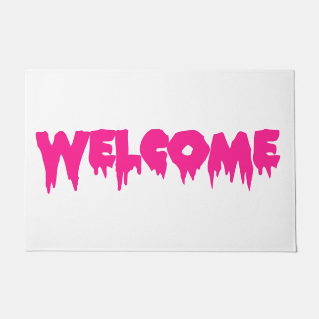 Drip Font WELCOME Doormat - Hot roze tekst Deurmat (Voorkant)