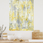 'Drip' Grijs en Geel Abstract Poster afdrukken (Keuken)