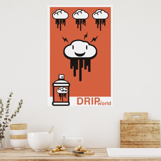 Drip World Oranje Poster (Keuken)