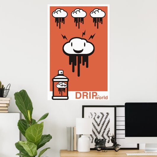Drip World Oranje Poster (Thuiskantoor)