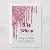 Drippende Glitter Roze Goud 21e Verjaardag Roze Me Kaart (Voorkant)