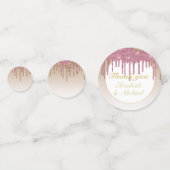 Drippende Glitter Roze Roze Goud Meisjes BEDANKT Confetti (Voorkanten)