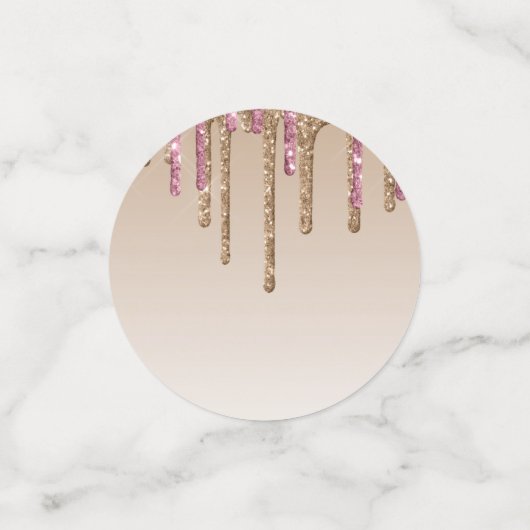 Drippende Glitter Roze Roze Goud Meisjes BEDANKT Confetti (Kleine voorkant)