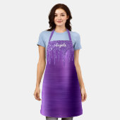 Dripping Amethist Glitter Glam gepersonaliseerd Schort (Gedragen)