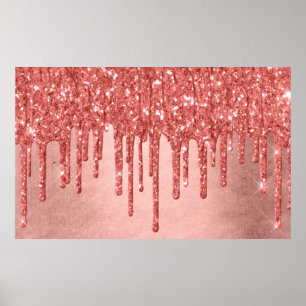 Dripping Coral Glitter Smeltende motregen Poster