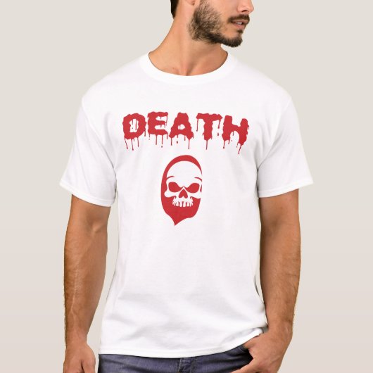 Dripping 'Death' Text Horror Illustration T-shirt (Voorkant)