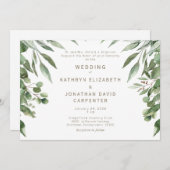 Dripping Eucalyptus Modern Gouden Tekst Bruiloft Kaart (Voorkant / Achterkant)
