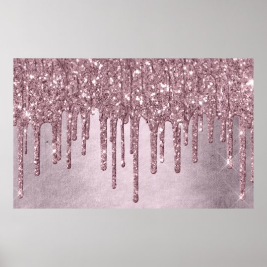 Dripping Girly Glitter | Dusty Mauve Pink Shimmer Poster (Voorkant)