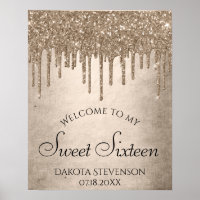Dripping Gold Glitter | Champagne Sweet Sixteen