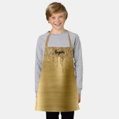 Dripping Gold Glitter Glam gepersonaliseerd S Schort (Gedragen)