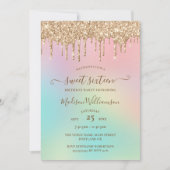 Dripping Gold Glitter & Rainbow Sweet 16-dag Kaart (Voorkant)