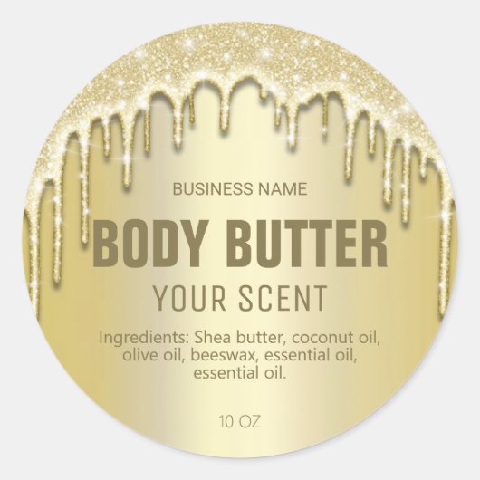 Dripping Gold Shimmer Body Butter Labels (Voorkant)