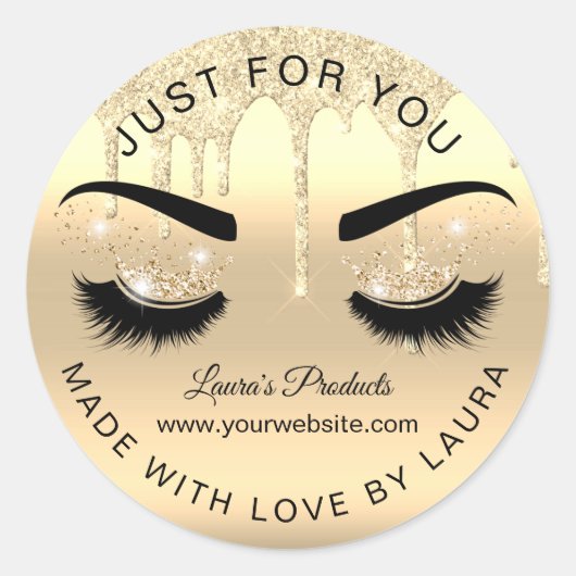 Dripping goud wimpers kroon make-up wimpers gemaak ronde sticker (Voorkant)