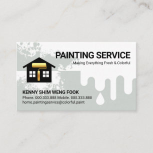 Dripping Grey Paint Home Reparaties Visitekaartje