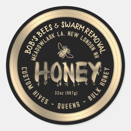Dripping Honing Custom Hives Zwerm Verwijdering Qu Ronde Sticker (Voorkant)