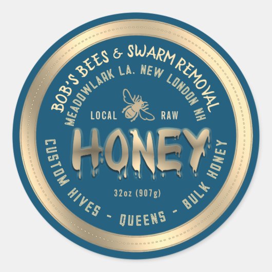 Dripping Honing Custom Hives Zwerm Verwijdering Qu Ronde Sticker (Voorkant)