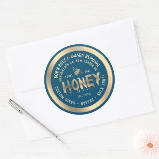 Dripping Honing Custom Hives Zwerm Verwijdering Qu Ronde Sticker (Envelop)