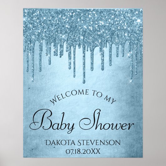 Dripping Ice Blue Glitter | Glam Sparkle Shower Poster (Voorkant)