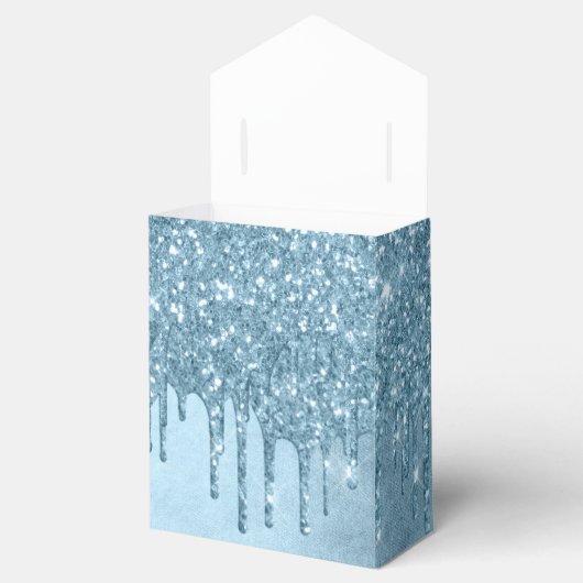Dripping Ice Glitter | Blauw Faux Sparkle Metallic Bedankdoosjes (Geopend)
