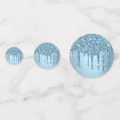 Dripping Ice Glitter | Blauw Faux Sparkle Metallic Confetti (Achterkanten)
