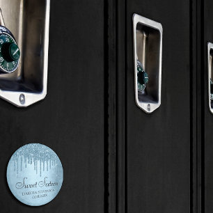 Dripping Ice Glitter   Blauw Faux Sparkle Sweet 16 Magneet