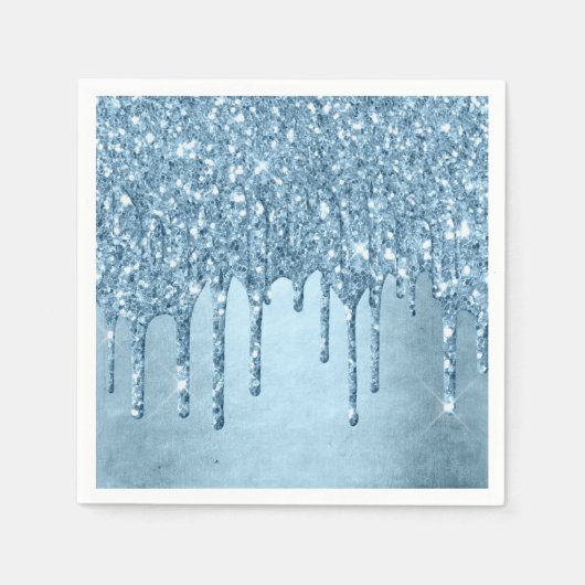Dripping Ice Glitter | Blauwe Faux Sparkle Douche Servet (Voorkant)