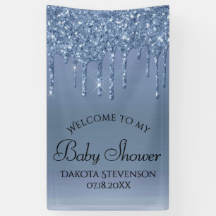 Dripping Ice Glitter   Blauwe Faux Sparkle Douche Spandoek