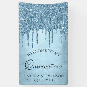 Dripping Ice Glitter   Blue Sparkle Quinceanera Spandoek