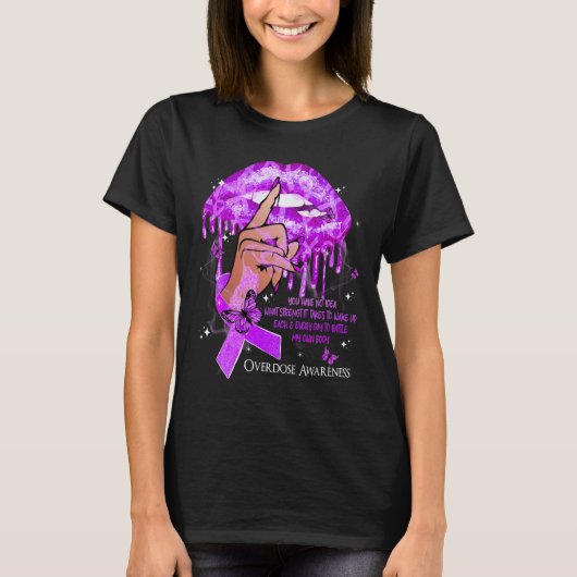 Dripping Lips Vlinders Vrouwen Overdosis Bewustzij T-shirt (Voorkant)